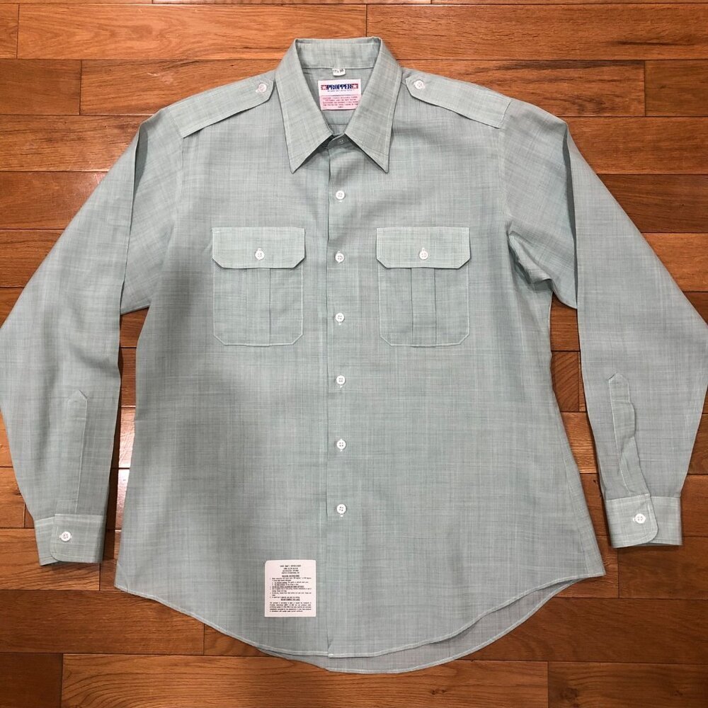 Propper Wool Blend Tactical Button Down Shirt Light Green Size 17.5" x 36"